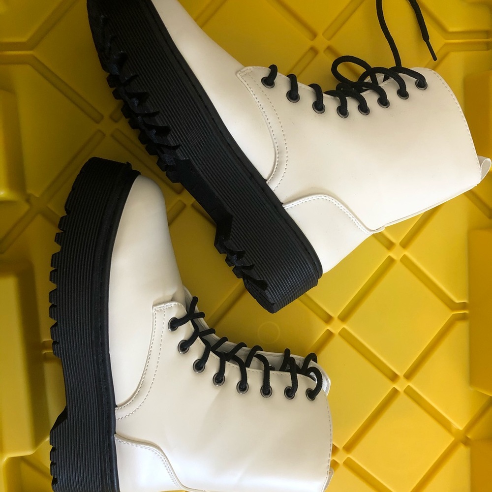 NWOT White Combat Boots